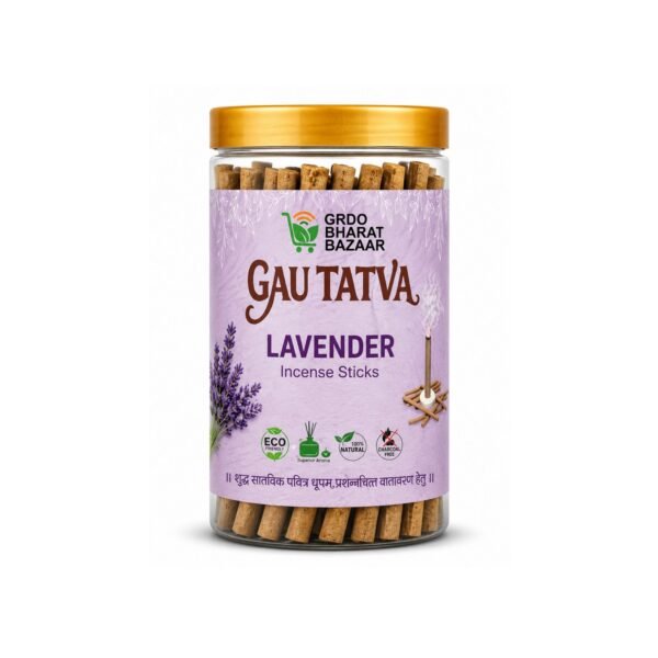 GAU TATVA Lavender Cow Dung Incense Sticks Charcoal Free Natural Agarbatti